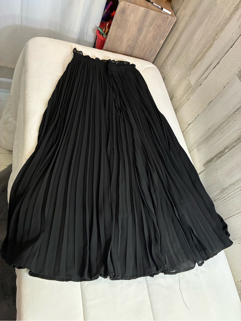 She + Sky Black Pleated Maxi Skirt/gaucho Women’s Sz Small
